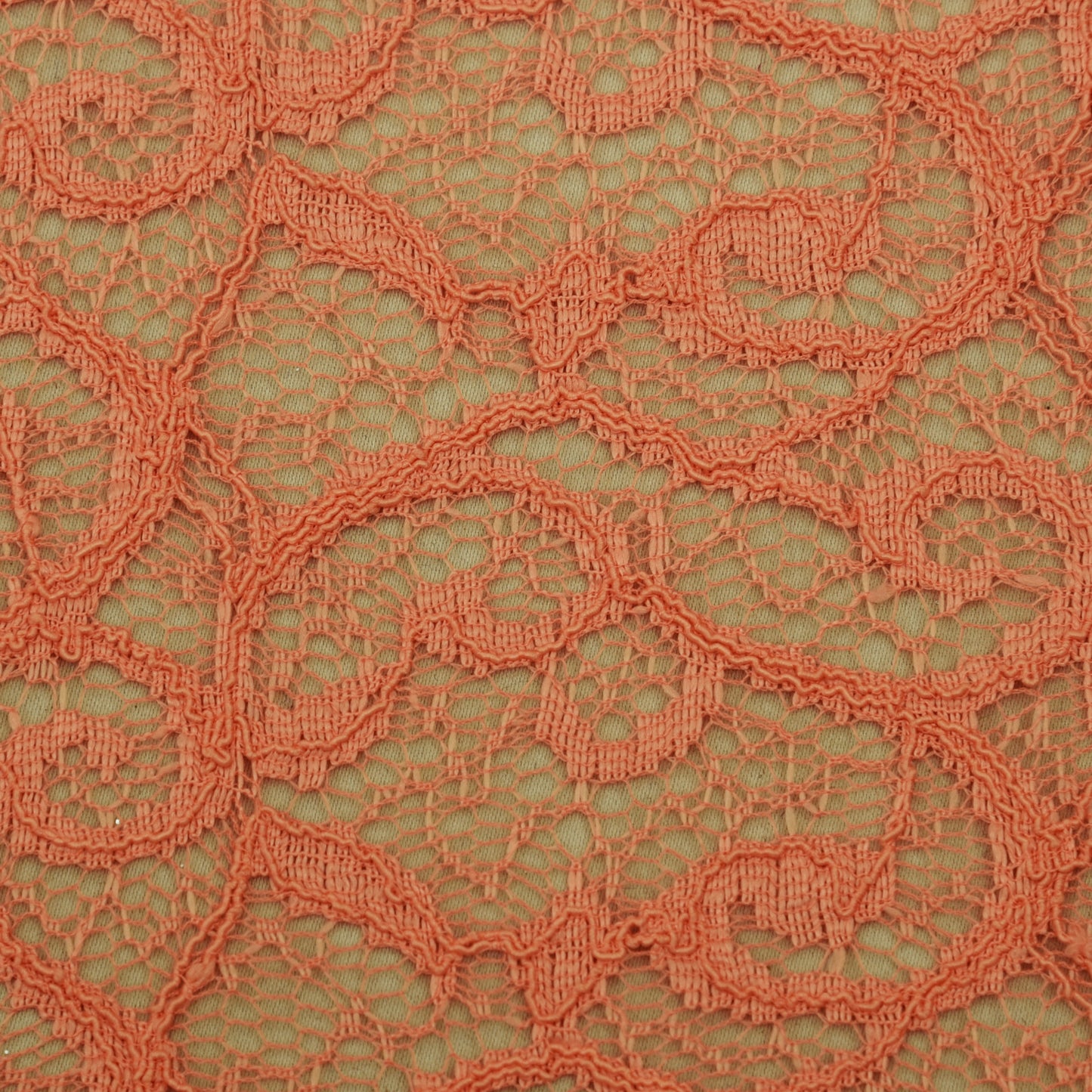 Orange Color Chantilly Net Fabric