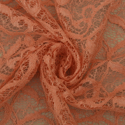 Orange Color Chantilly Net Fabric