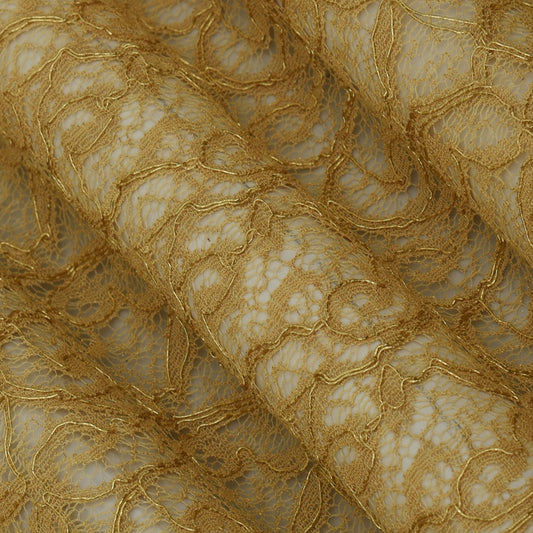 Beige Color Chantilly Lace Fabric