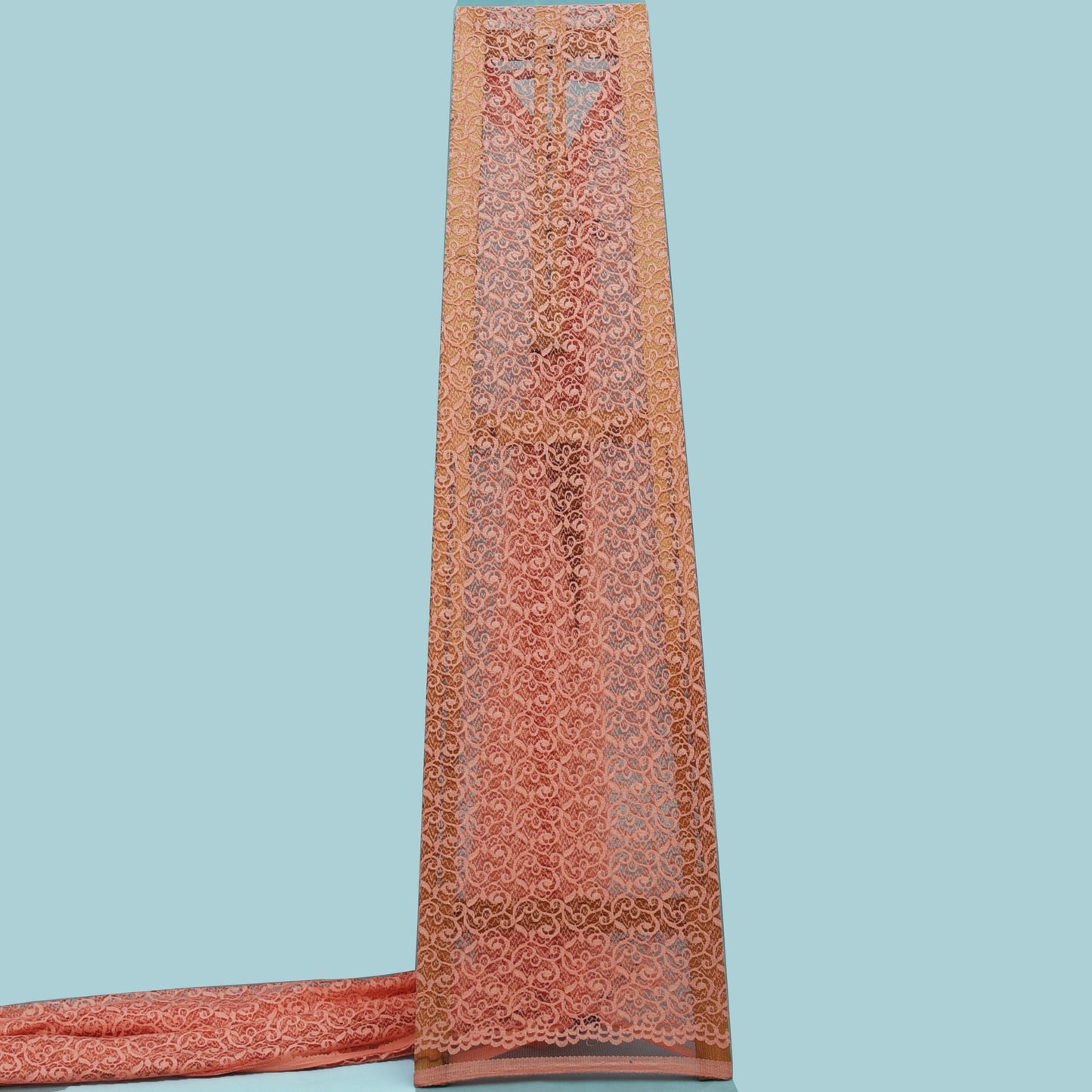 Pink Color Chantilly Net Fabric