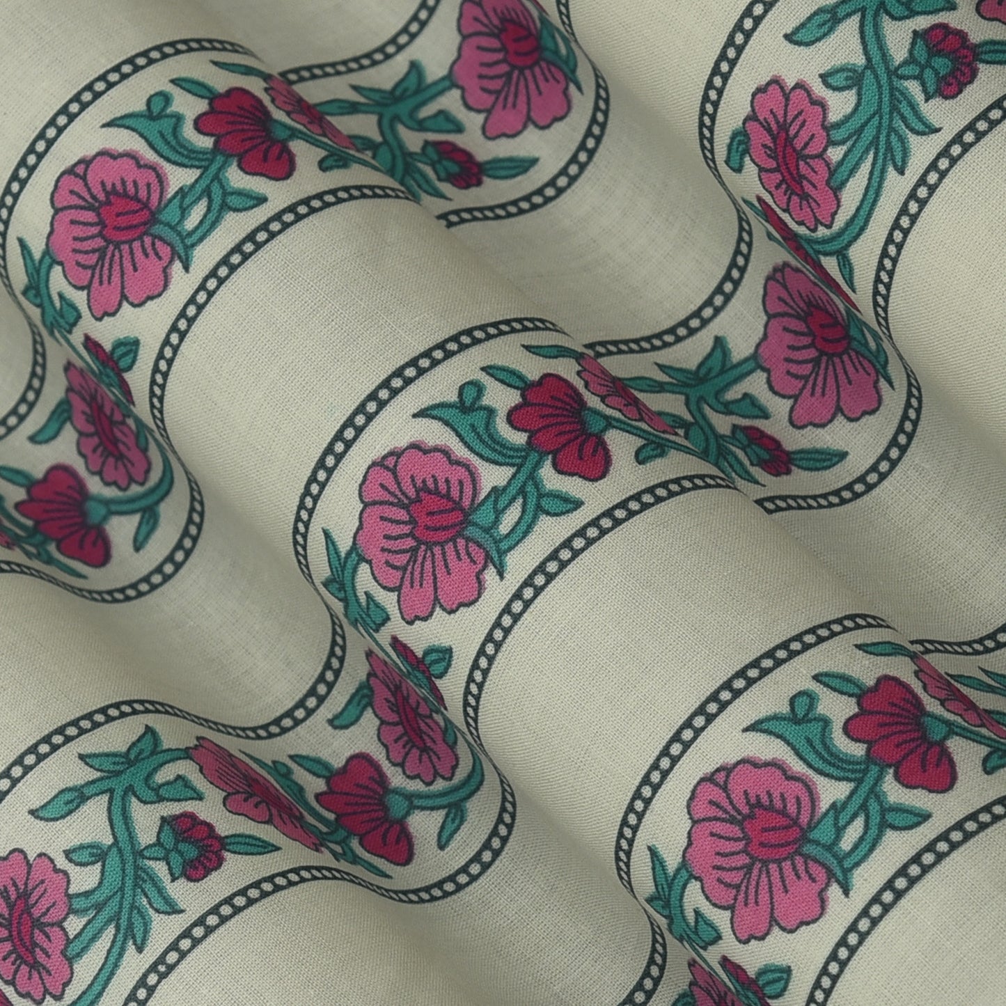 Stripe Floral Cotton Print Fabric