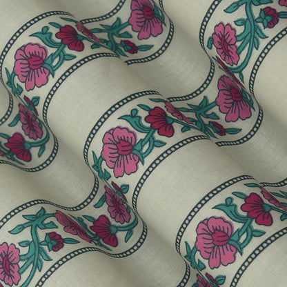 Stripe Floral Cotton Print Fabric