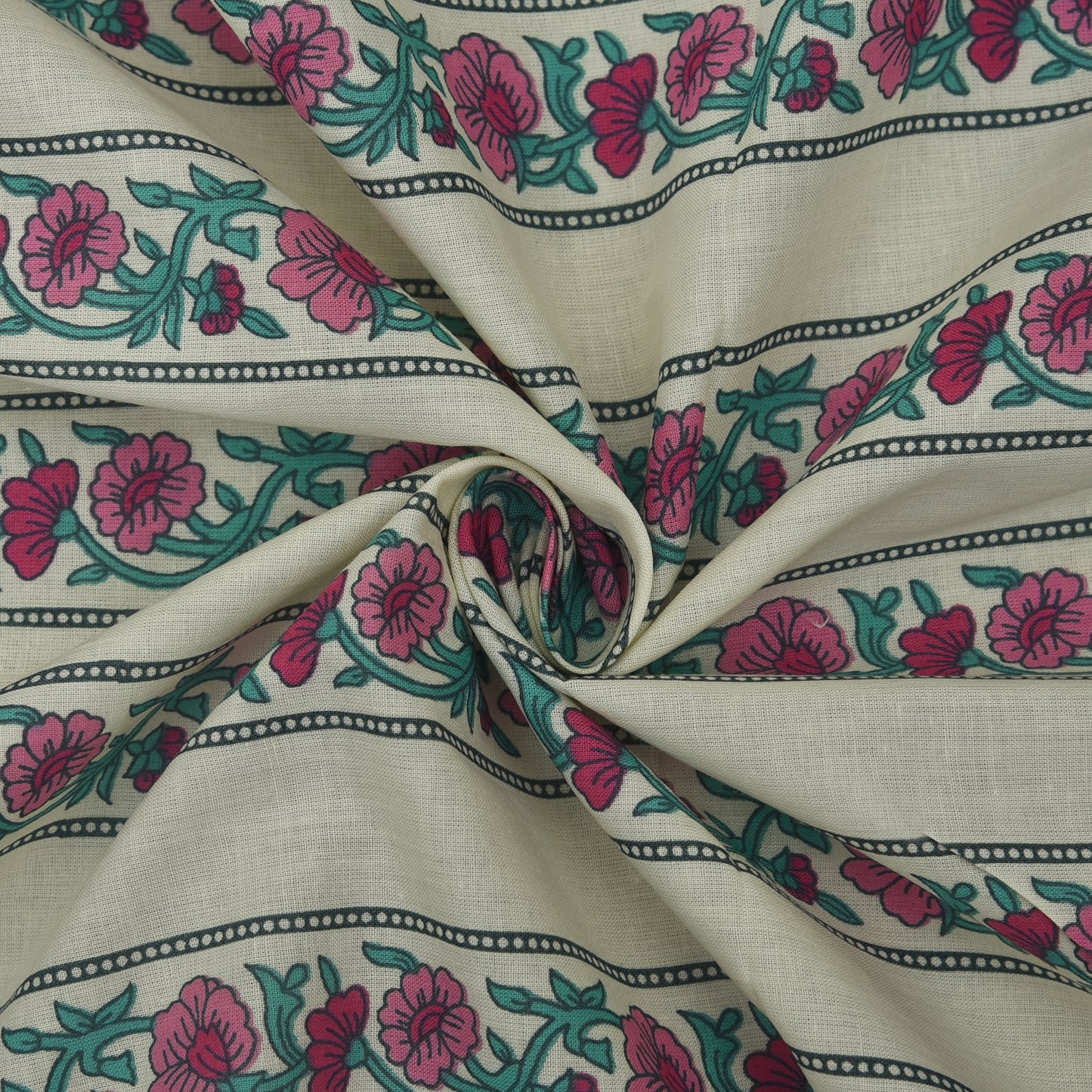 Stripe Floral Cotton Print Fabric