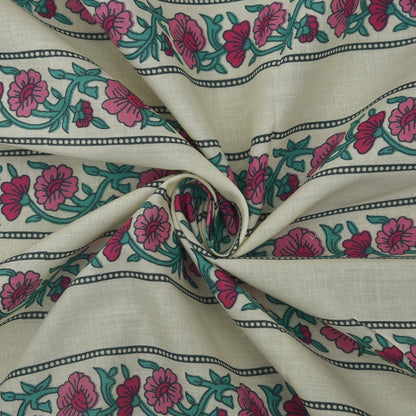 Stripe Floral Cotton Print Fabric