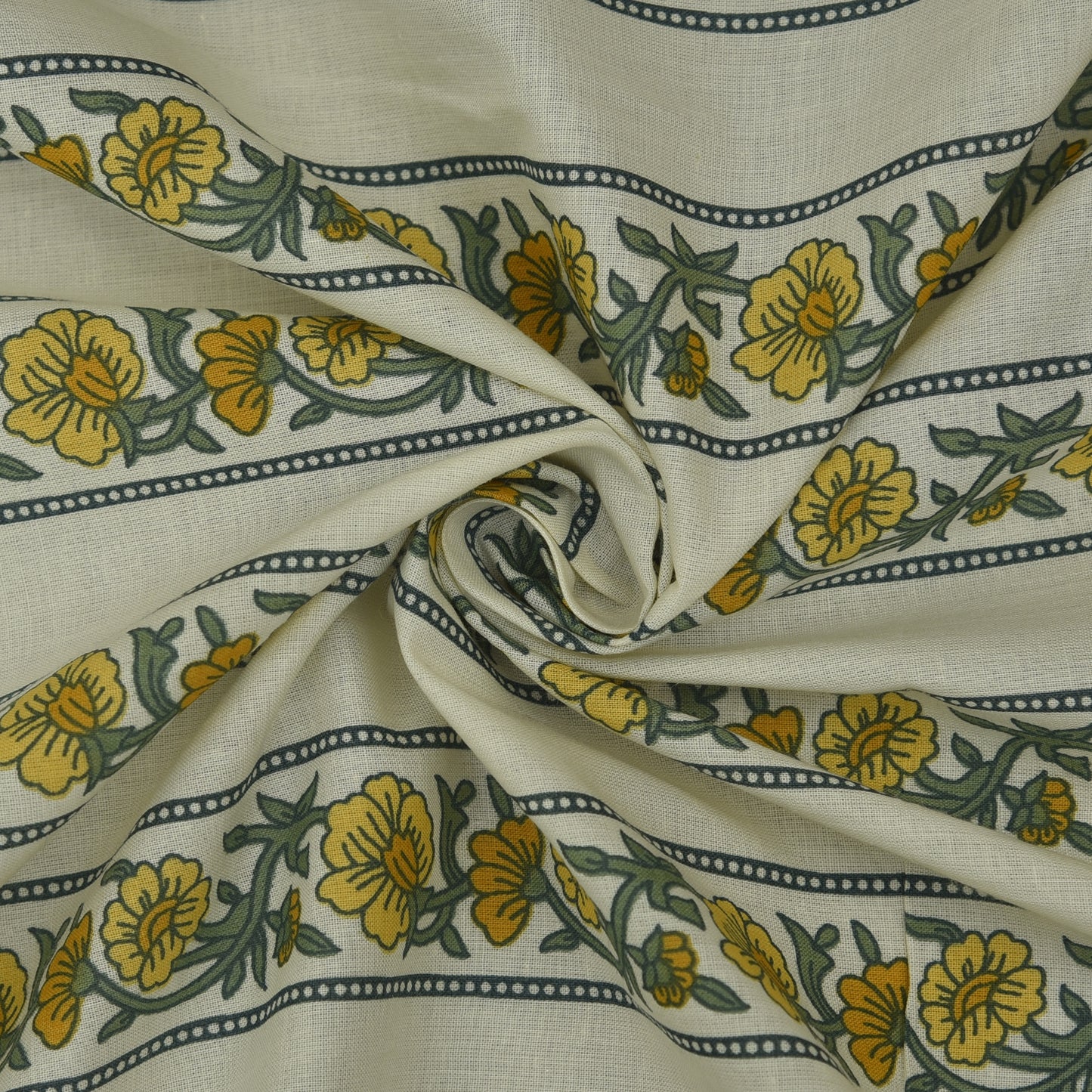 Stripe Floral Cotton Print Fabric