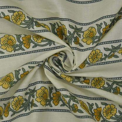 Stripe Floral Cotton Print Fabric
