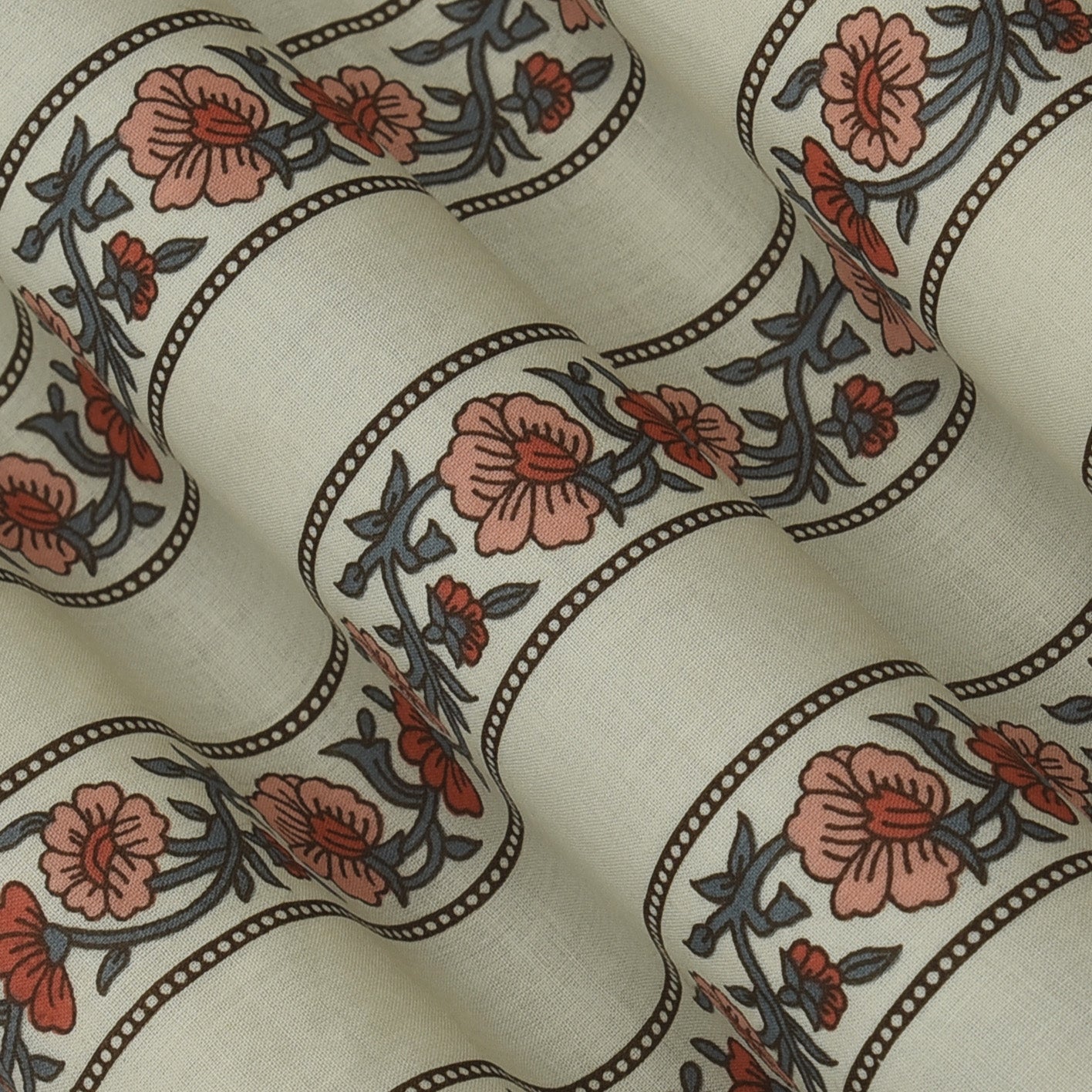 Stripe Floral Cotton Print Fabric