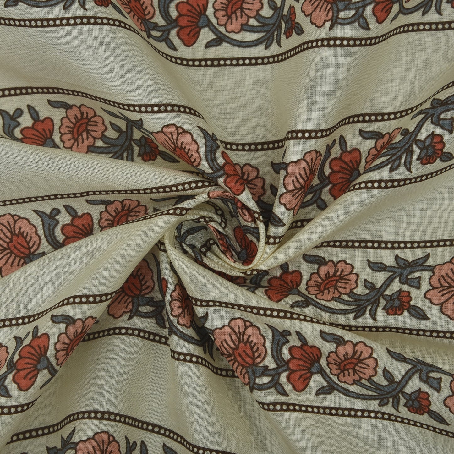 Stripe Floral Cotton Print Fabric
