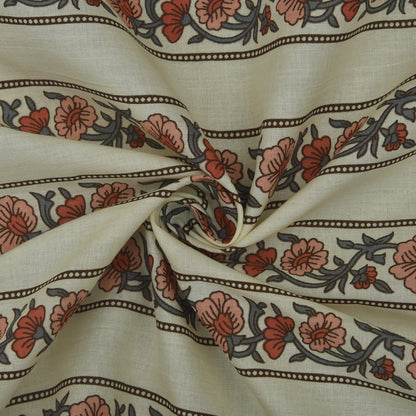 Stripe Floral Cotton Print Fabric