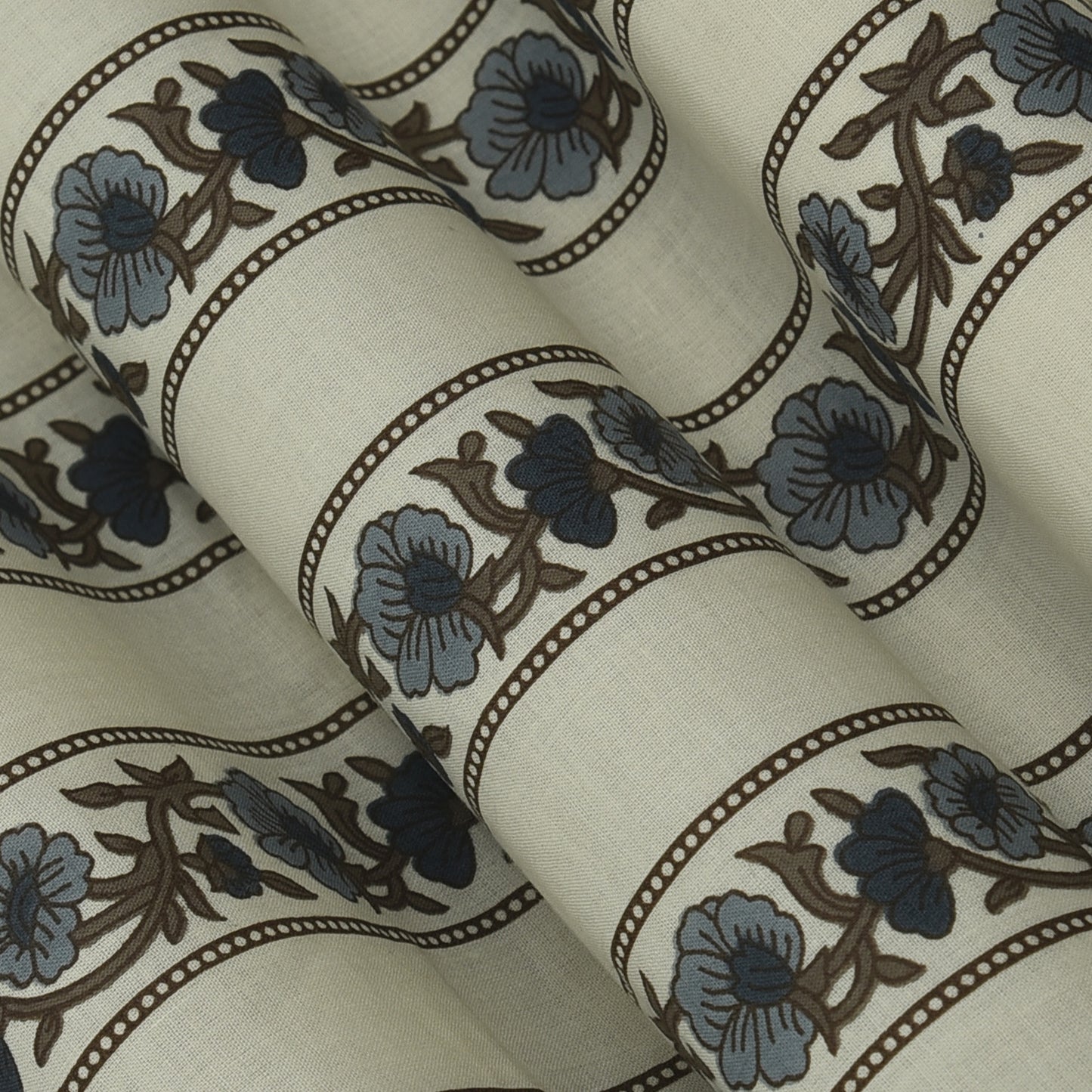 Stripe Floral Cotton Print Fabric