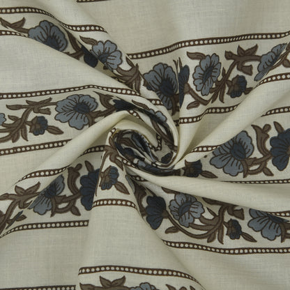 Stripe Floral Cotton Print Fabric