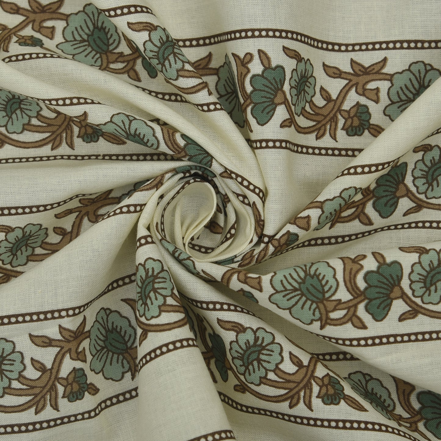 Stripe Floral Cotton Print Fabric