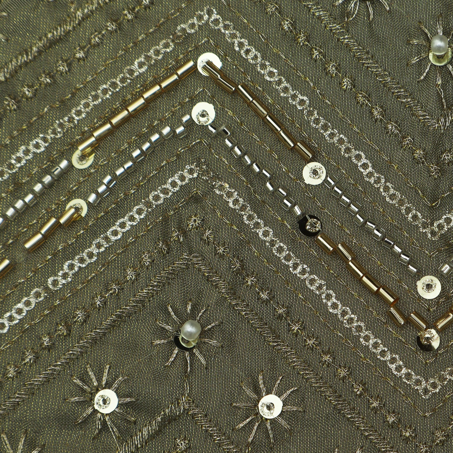 Gray Color Tissue Embroidery fabric