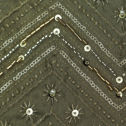 Gray Color Tissue Embroidery fabric