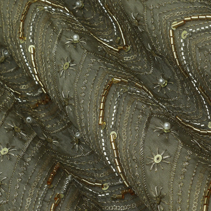 Gray Color Tissue Embroidery fabric