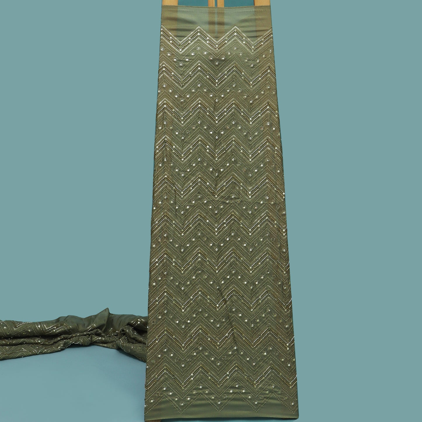 Gray Color Tissue Embroidery fabric