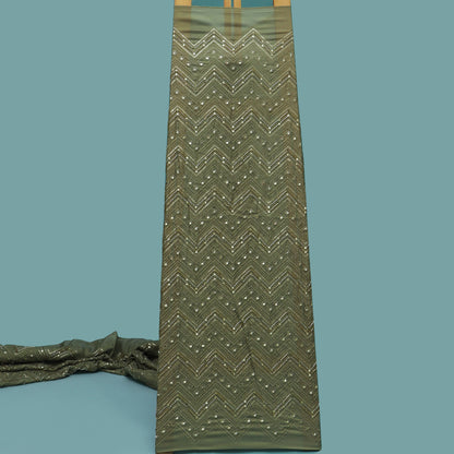 Gray Color Tissue Embroidery fabric