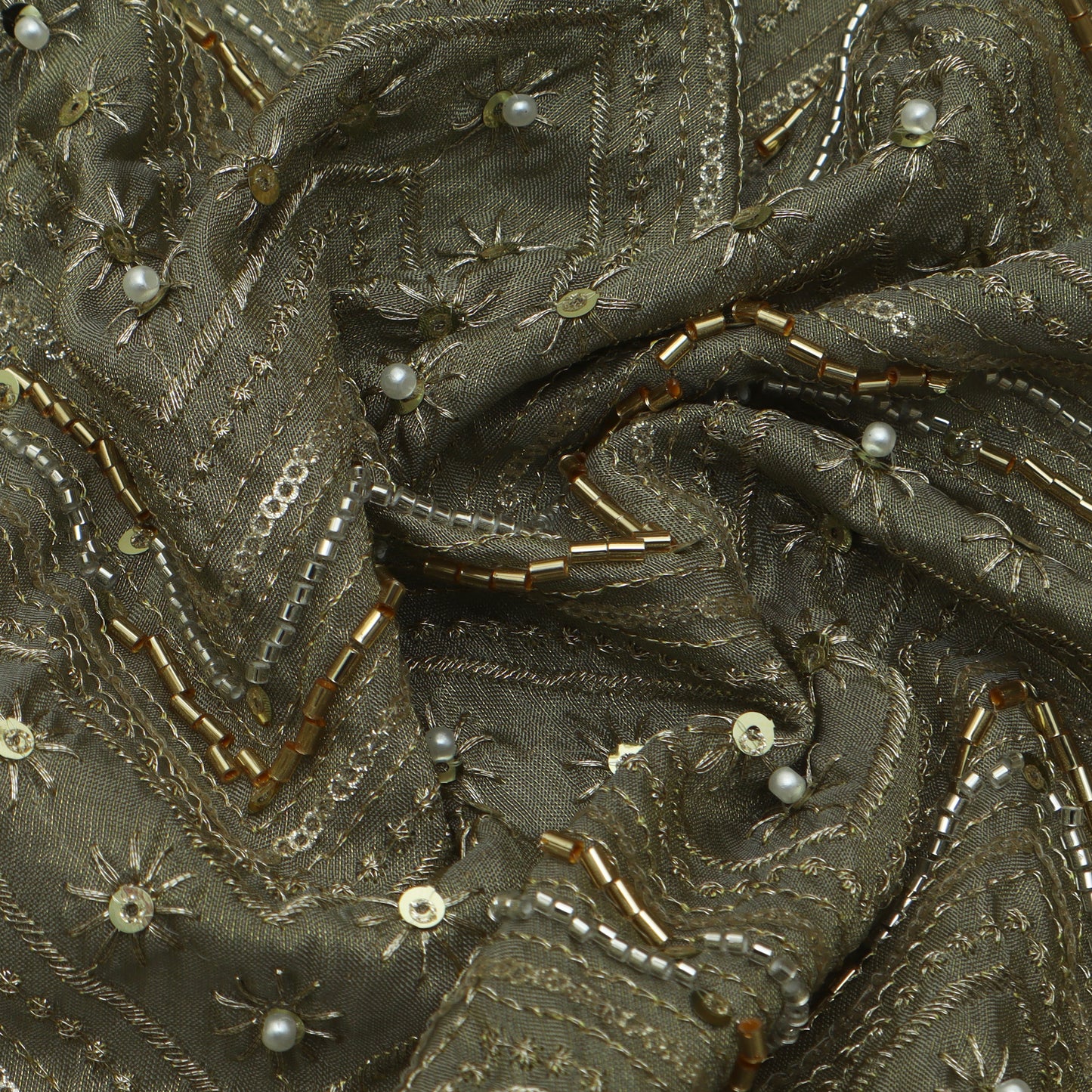 Gray Color Tissue Embroidery fabric