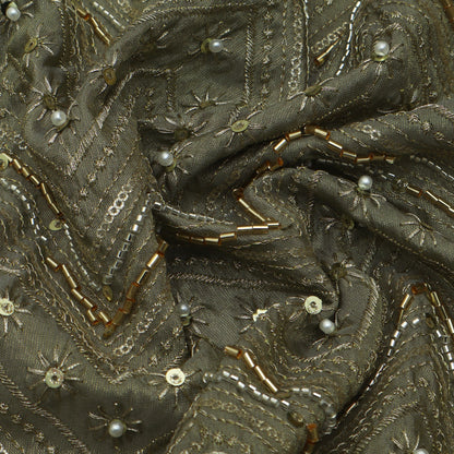 Gray Color Tissue Embroidery fabric