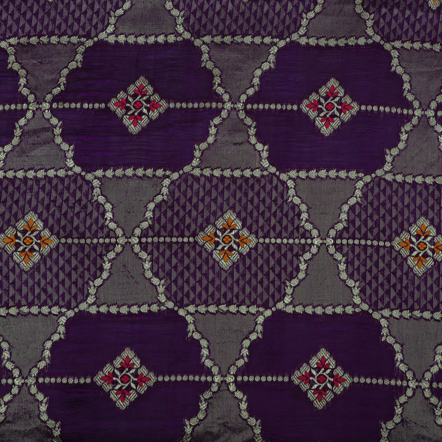 Purple Color Katan Meena Brocade Fabric