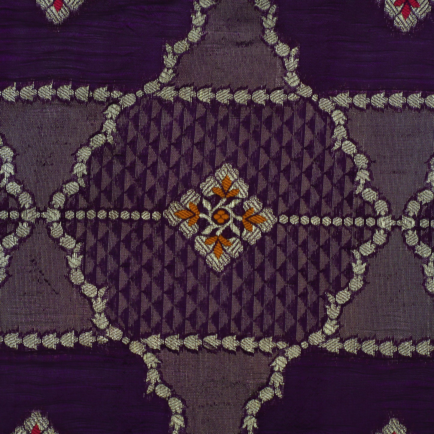Purple Color Katan Meena Brocade Fabric