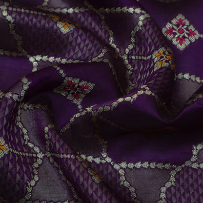 Purple Color Katan Meena Brocade Fabric