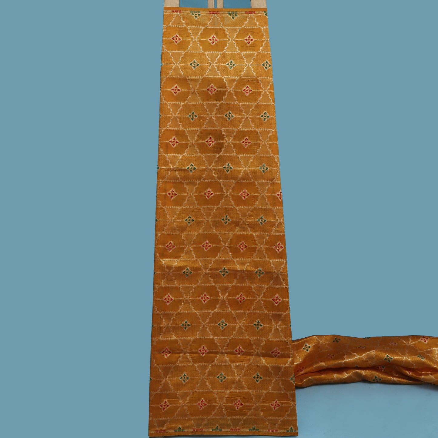 Mustard Color Katan Meena Brocade Fabric