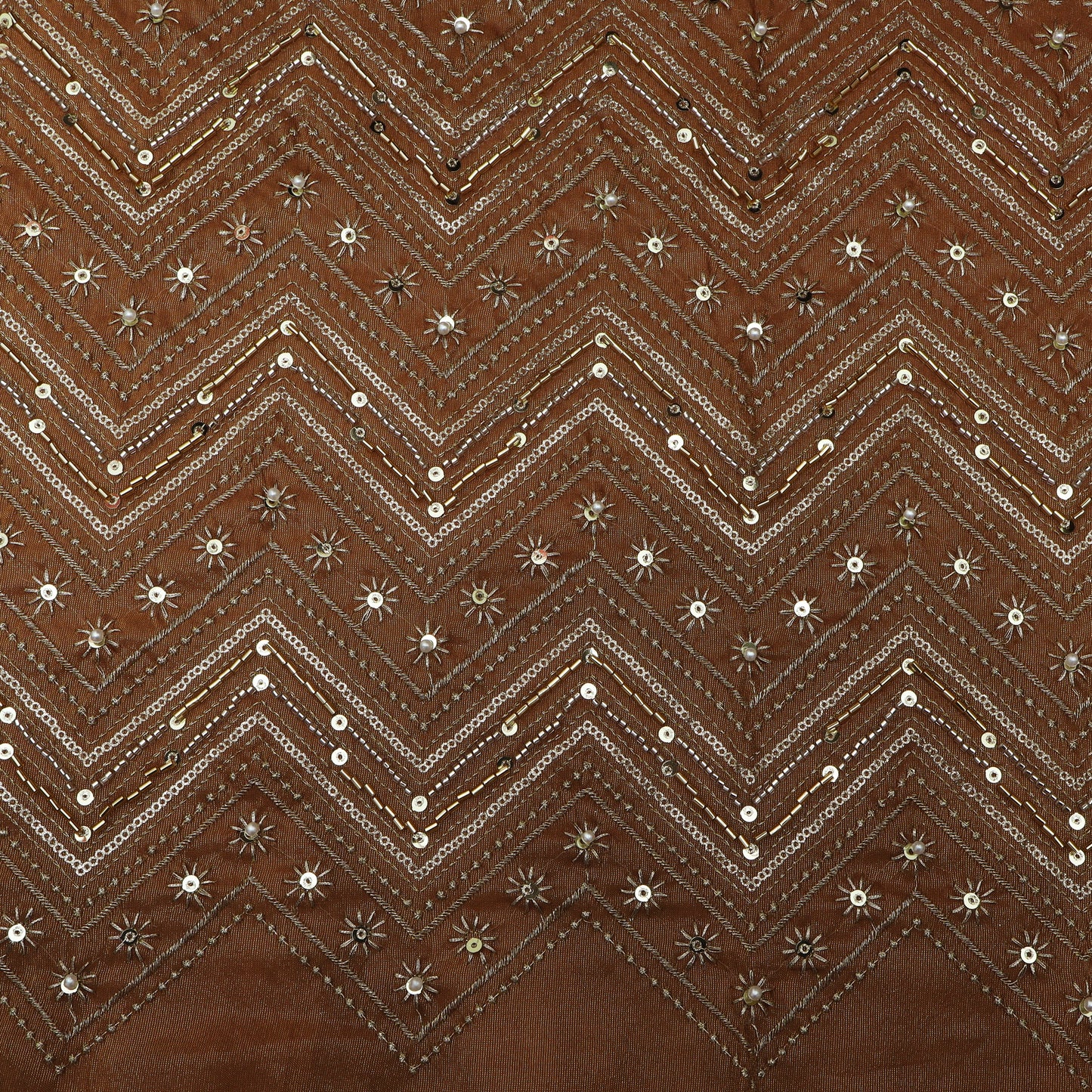 Brown Color Tissue Embroidery Fabric