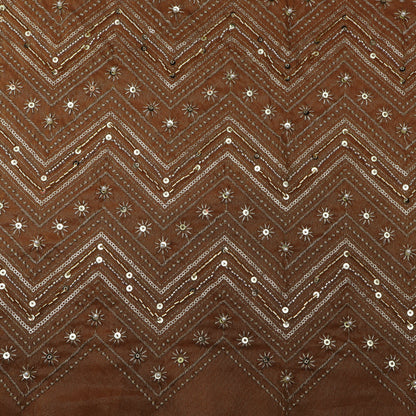 Brown Color Tissue Embroidery Fabric