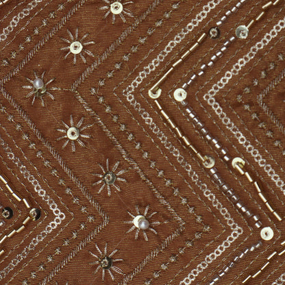 Brown Color Tissue Embroidery Fabric