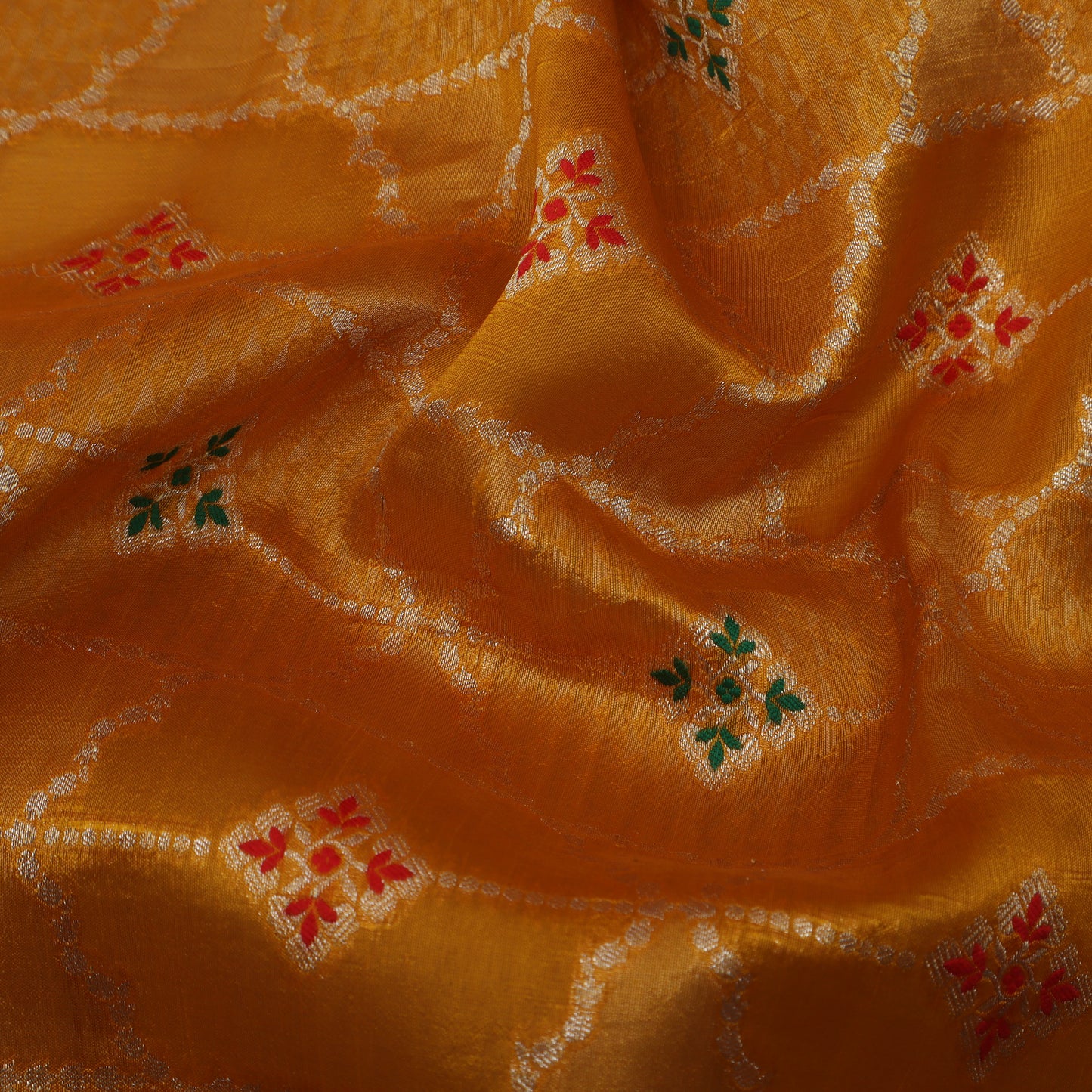 Mustard Color Katan Meena Brocade Fabric