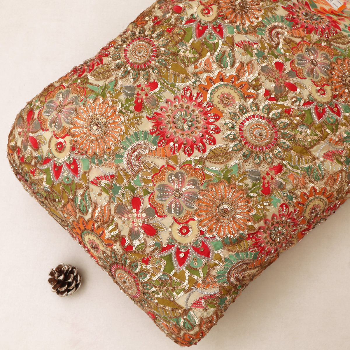 Crepe Position Print Embroidery Fabric