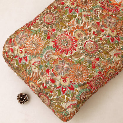 Crepe Position Print Embroidery Fabric