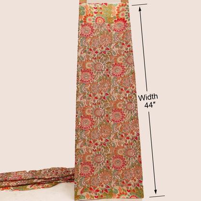 Crepe Position Print Embroidery Fabric