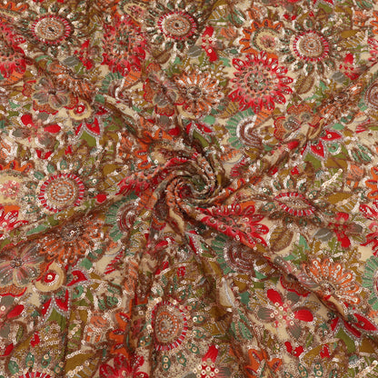 Crepe Position Print Embroidery Fabric