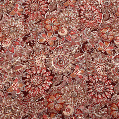 Crepe Position Print Embroidery Fabric