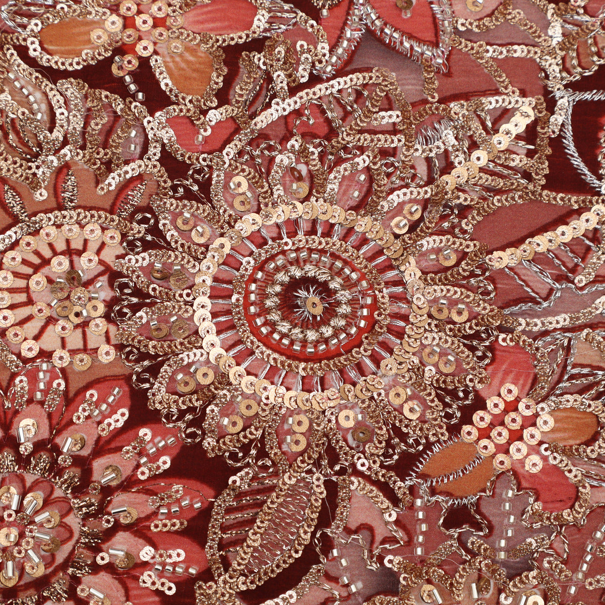 Crepe Position Print Embroidery Fabric