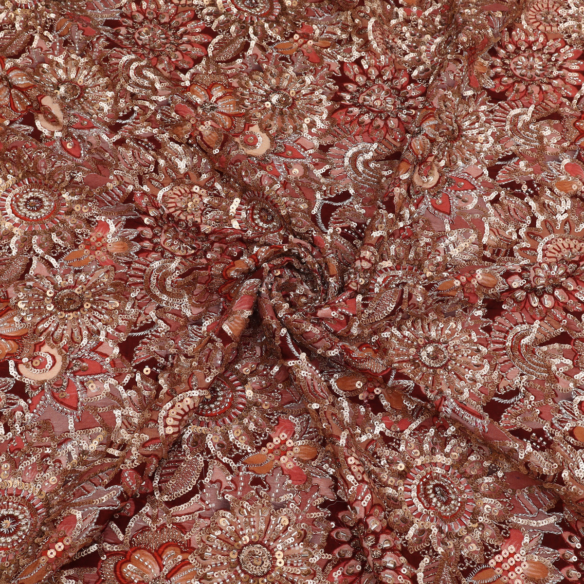 Crepe Position Print Embroidery Fabric