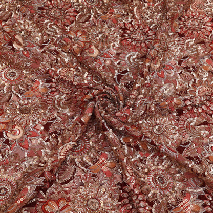 Crepe Position Print Embroidery Fabric