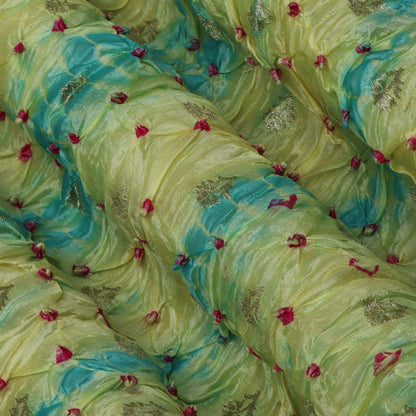 Multi Color Bandhani Brocade Fabric