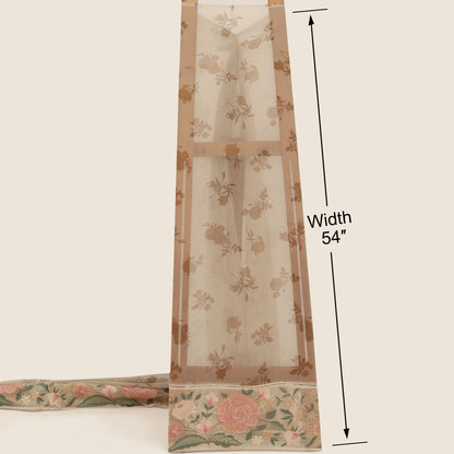 Chanderi Print Border Embroidery Fabric
