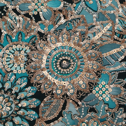Crepe Position Print Embroidery Fabric