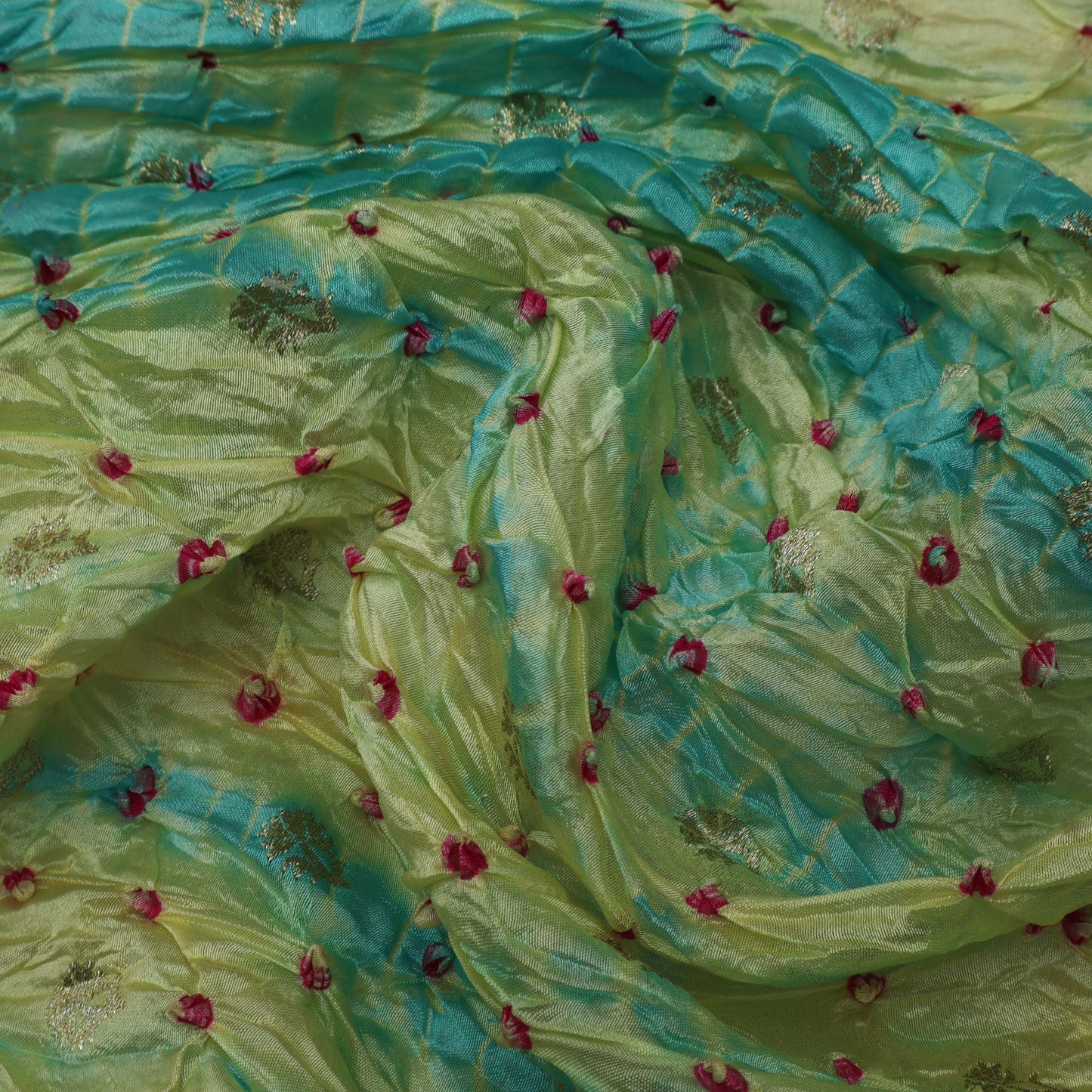 Multi Color Bandhani Brocade Fabric