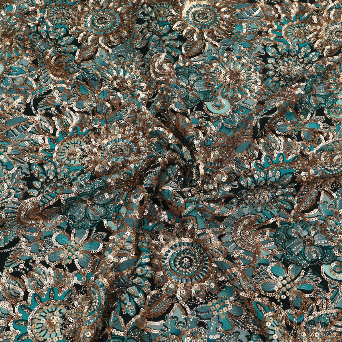 Crepe Position Print Embroidery Fabric