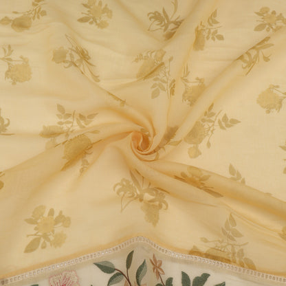 Chanderi Print Border Embroidery Fabric