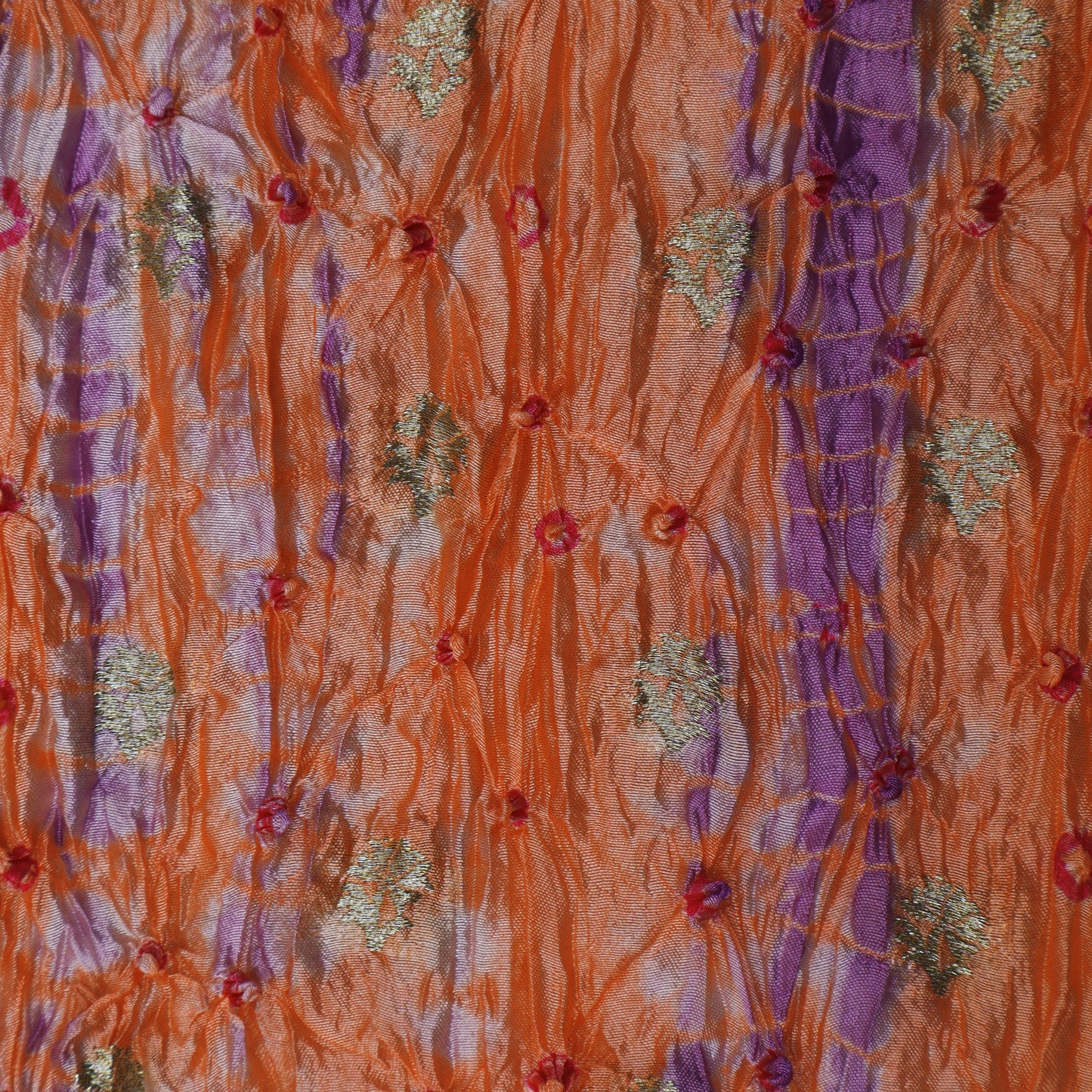 Multi Color Bandhani Brocade Fabric