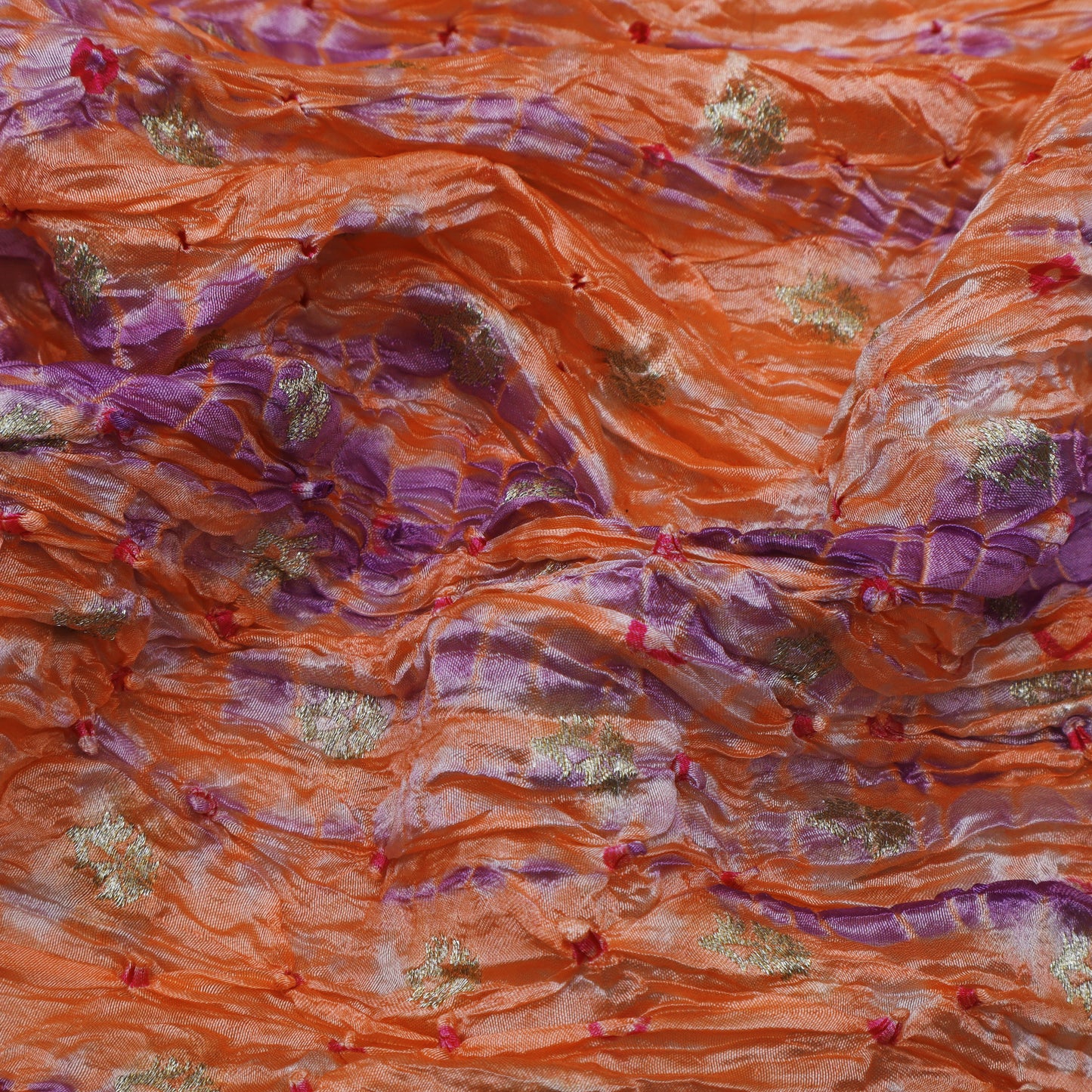 Multi Color Bandhani Brocade Fabric