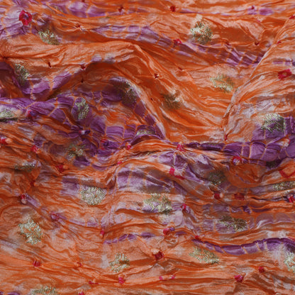 Multi Color Bandhani Brocade Fabric