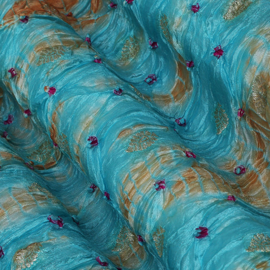 Multi Color Bandhani Brocade Fabric