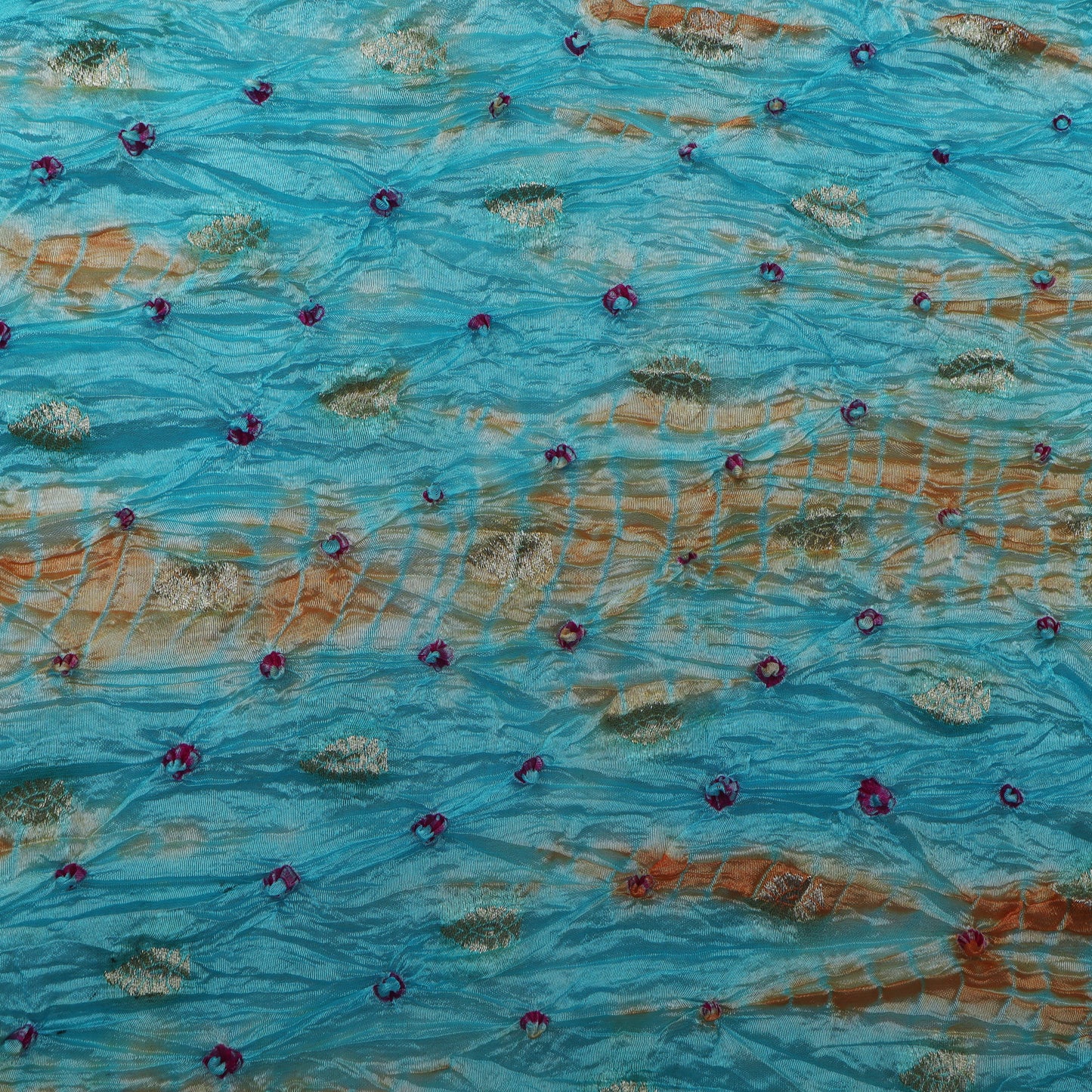 Multi Color Bandhani Brocade Fabric